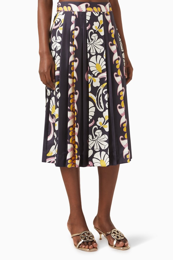 

Floral-print Skirt in Silk, Pink