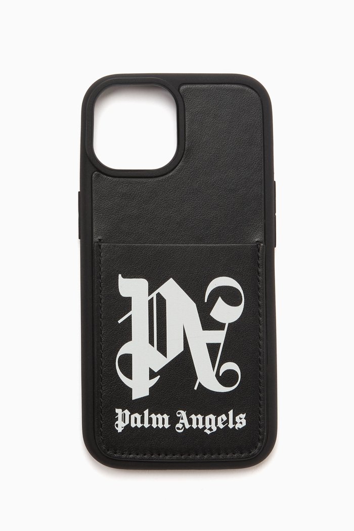 

iPhone 15 Pro Max Monogram Case in Calf Leather & TPU, Black
