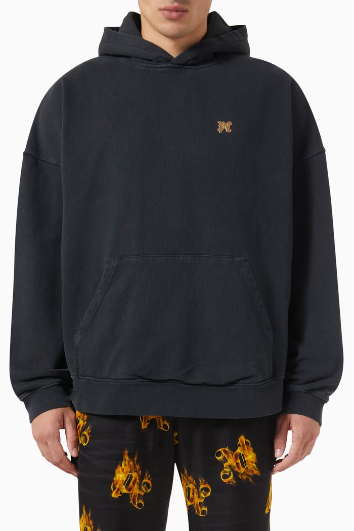 

Burning Monogram Hoodie in Cotton, Black