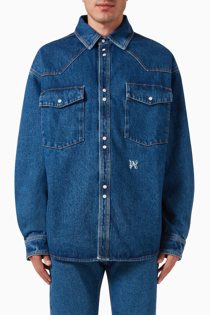 

LW Monogram Shirt in Denim, Blue