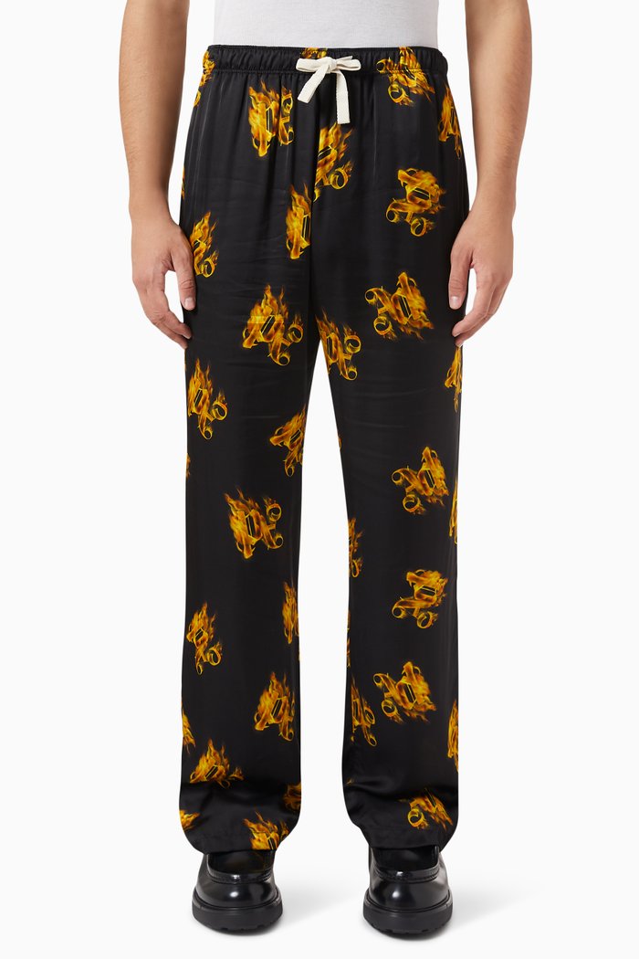 

Burning Monogram Pants in Viscose, Black