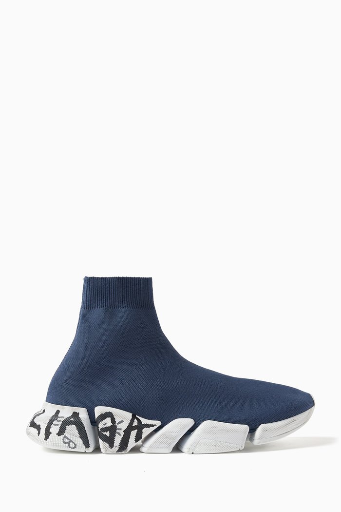 

Speed 2.0 Graffiti Sneakers in Recycled Knit, Blue