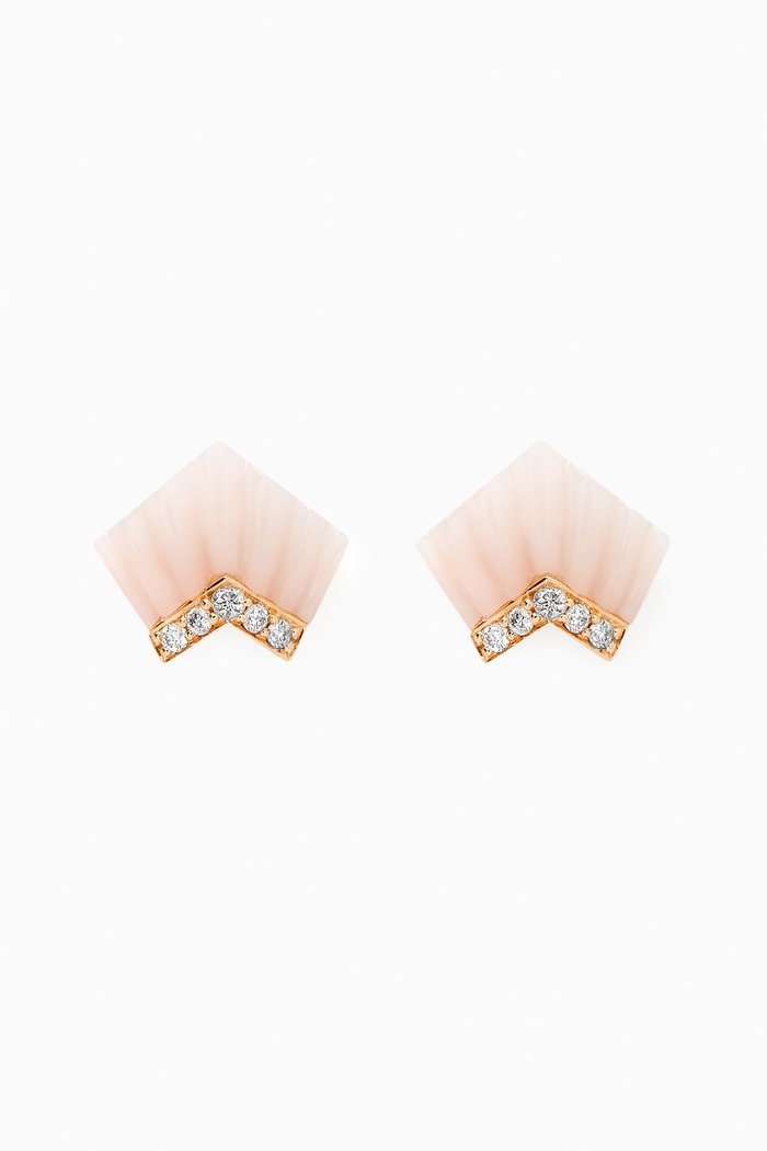 Elements Diamond & Opal Stud Earrings in 18kt Gold, Rose gold