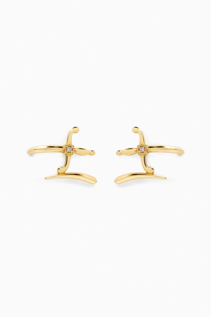 

Swords of Love Diamond Stud Earrings in 18kt Gold, Yellow