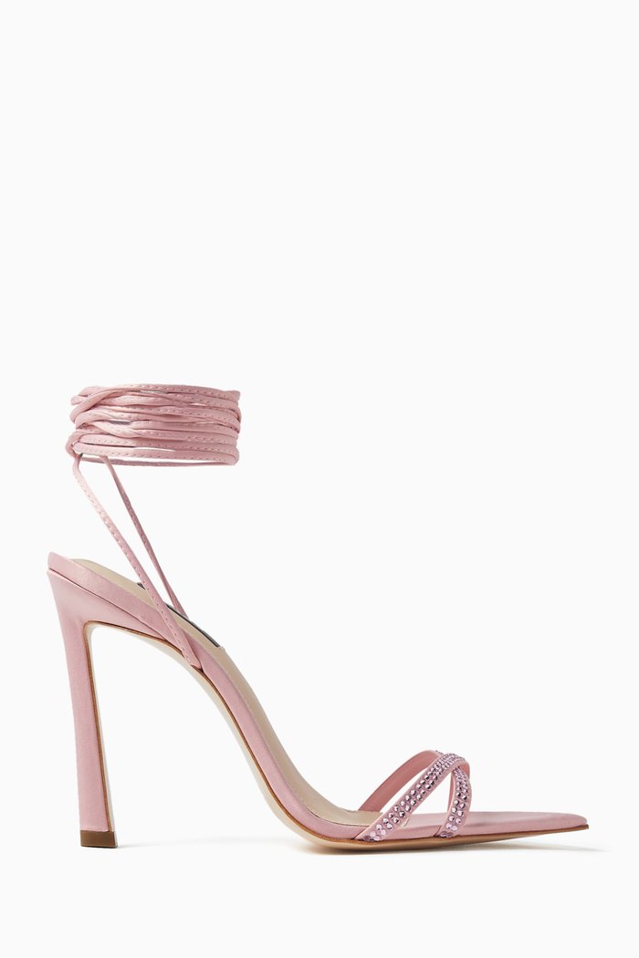 

Bree 100 Crystal-embellished Sandals in Satin, Pink