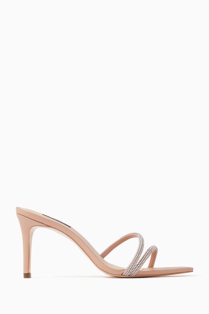 Deva 80 Crystal-embellished Sandals in Nappa, Neutral
