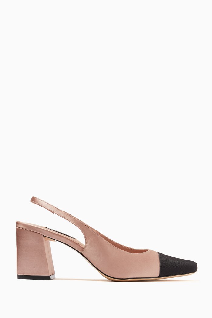 

Marcy 65 Crystal-embellished Slingback Pumps in Satin, Neutral