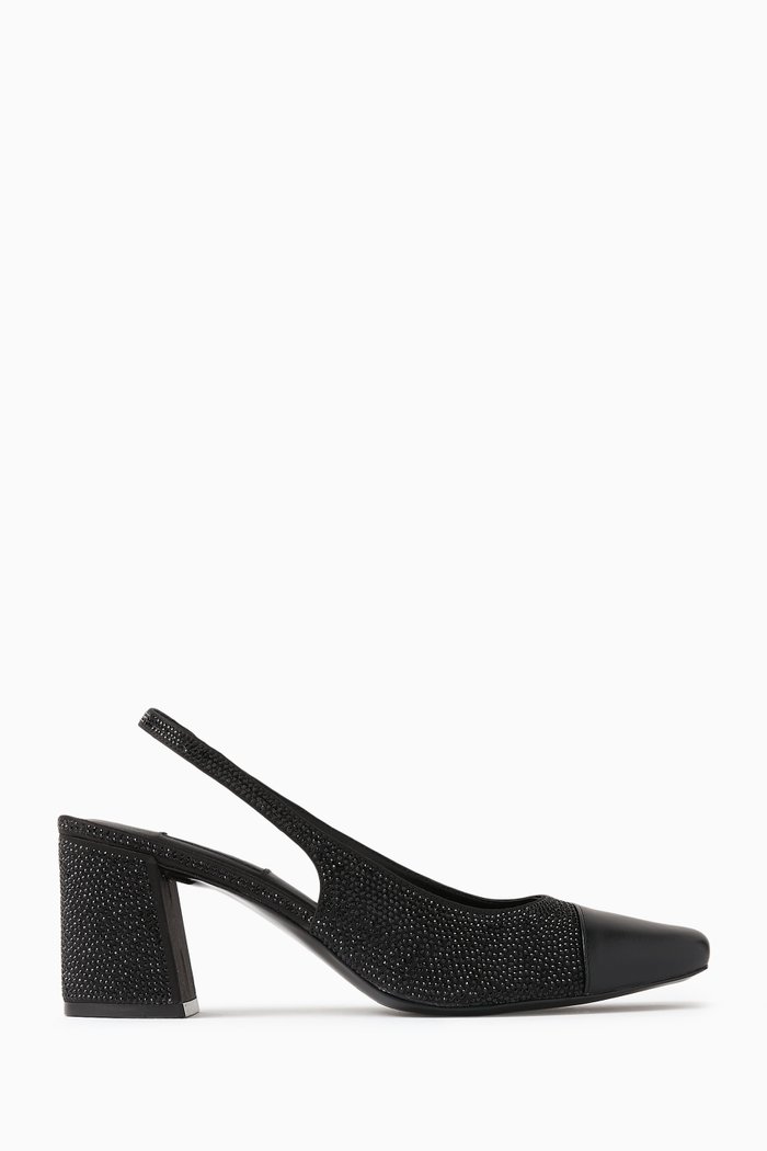 

Marcy 65 Crystal-embellished Slingback Pumps in Satin, Black