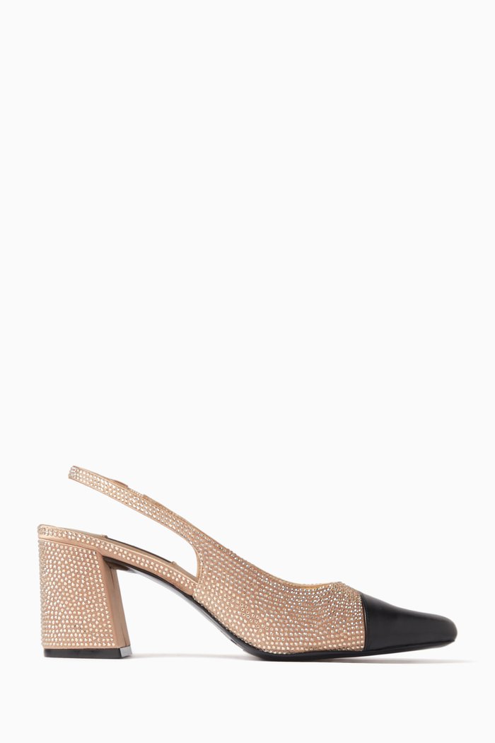 

Marcy 65 Crystal-embellished Slingback Pumps in Satin, Gold