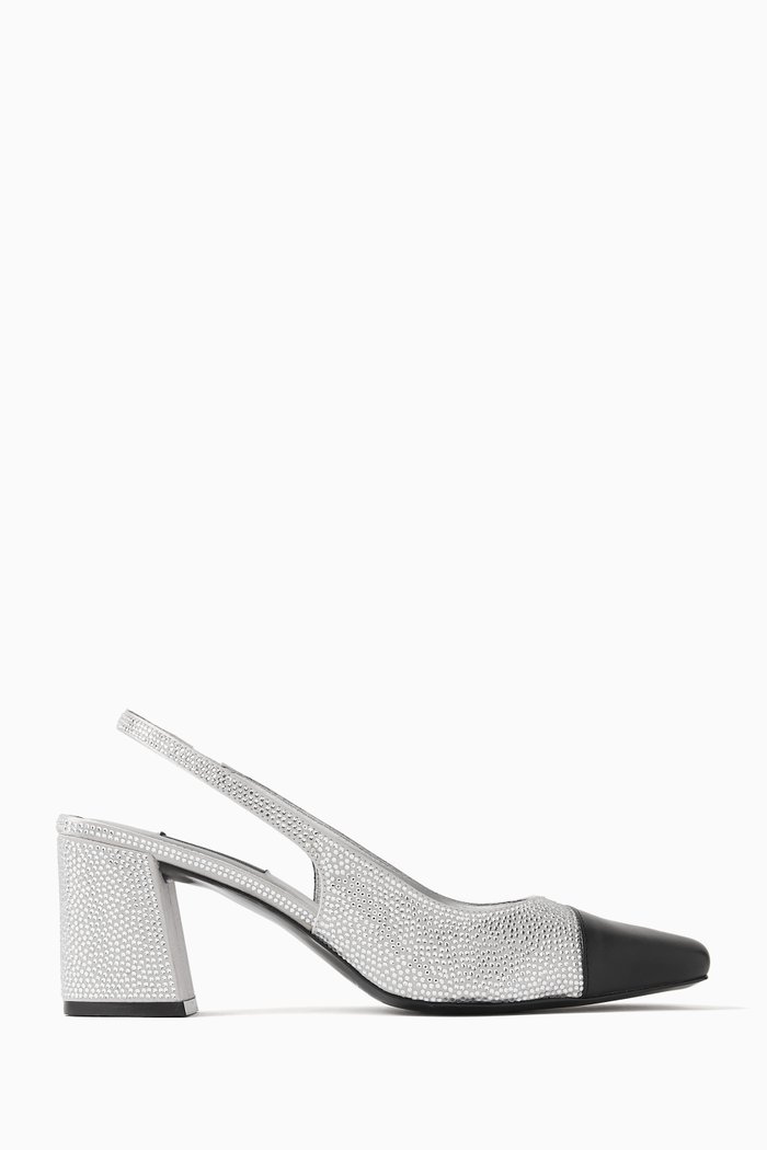 

Marcy 65 Crystal-embellished Slingback Pumps in Satin, Silver