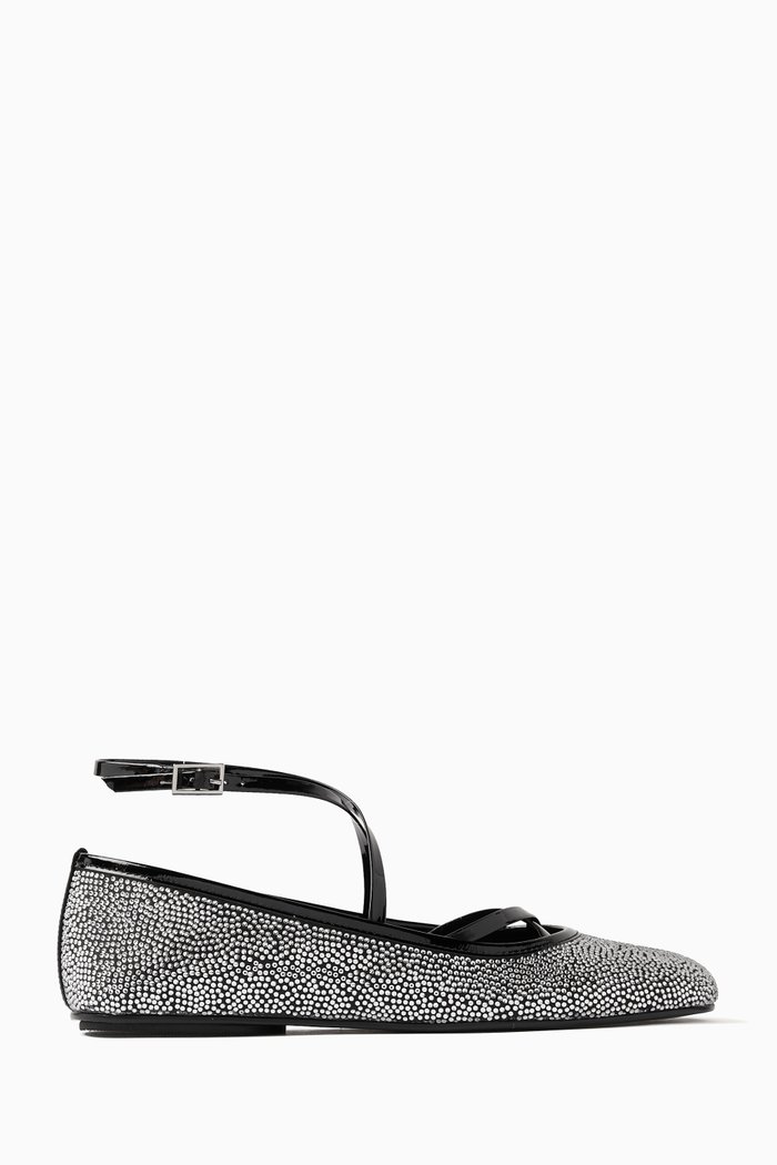 Mina Crystal-embellished Ballerinas in Patent Leather, Silver