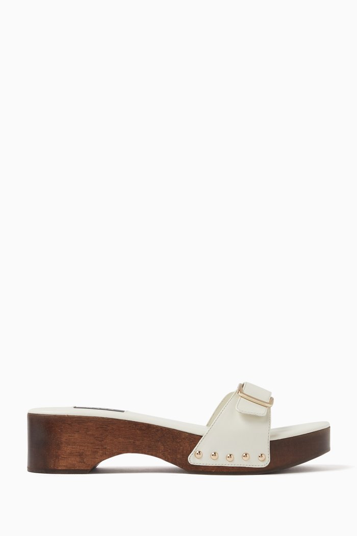 

Platza 40 Studded Clogs in Nappa, White