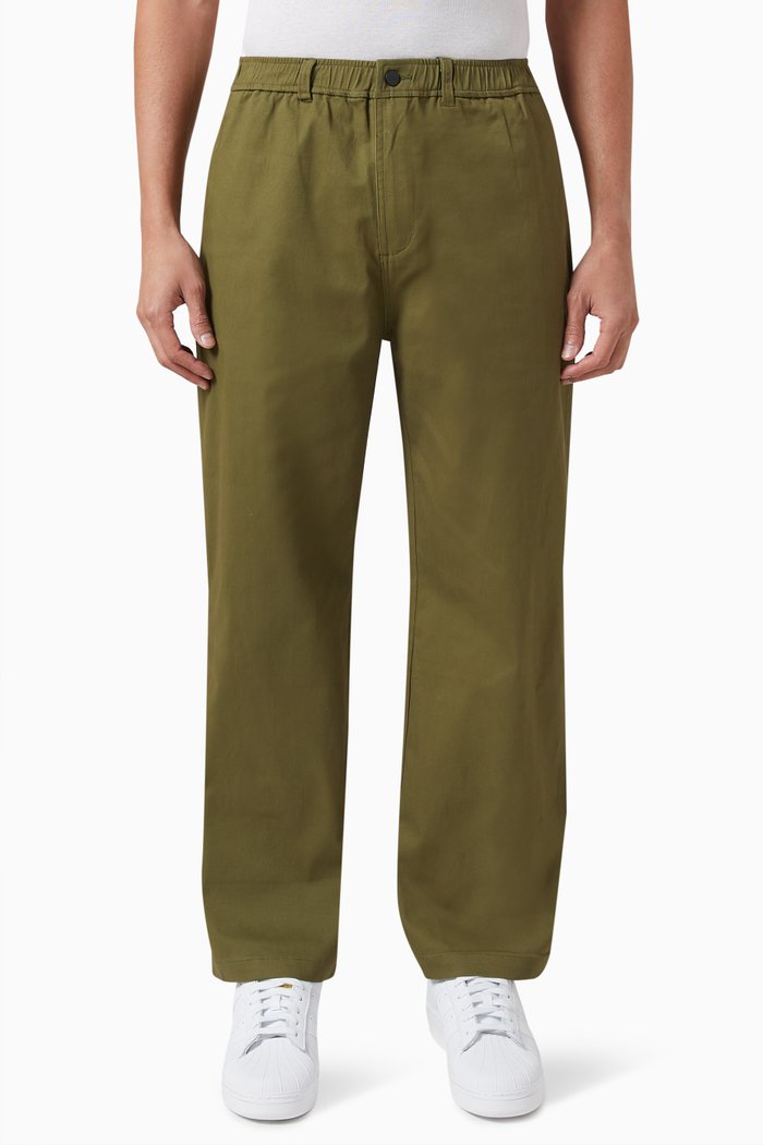 

Engineering Wide Chino Pants in Cotton-twill, Green