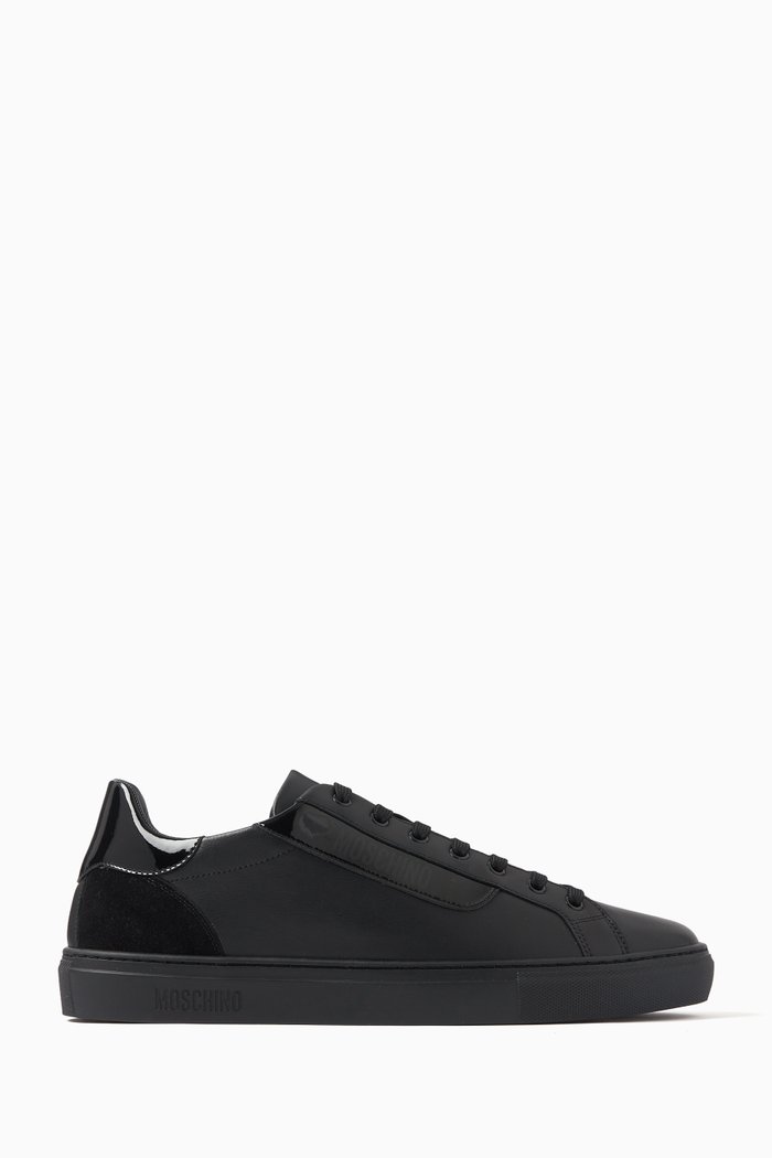 

Logo Sneakers in Calf Leather, Black