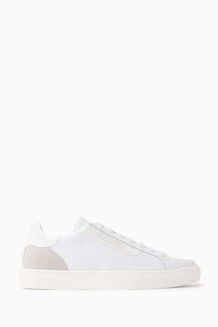 Logo Sneakers in Calf Leather, White