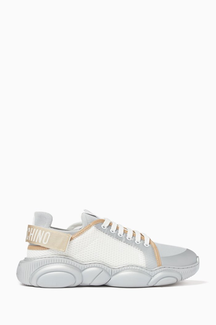 

Strap Teddy Bear Sneakers in Mesh, Grey
