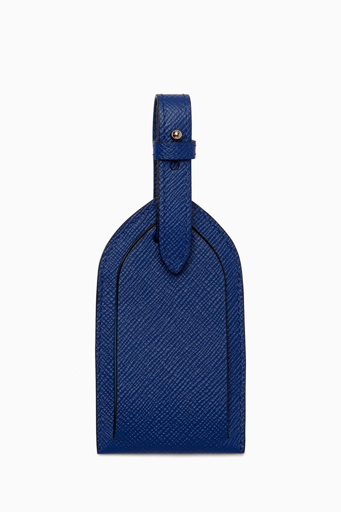 

Panama Luggage Tag in Crossgrain Leather, Blue