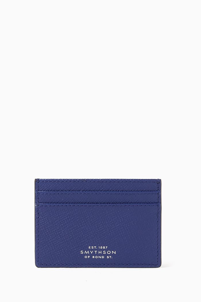 

Panama Flat Card Holder in Crossgrain Leather, Blue