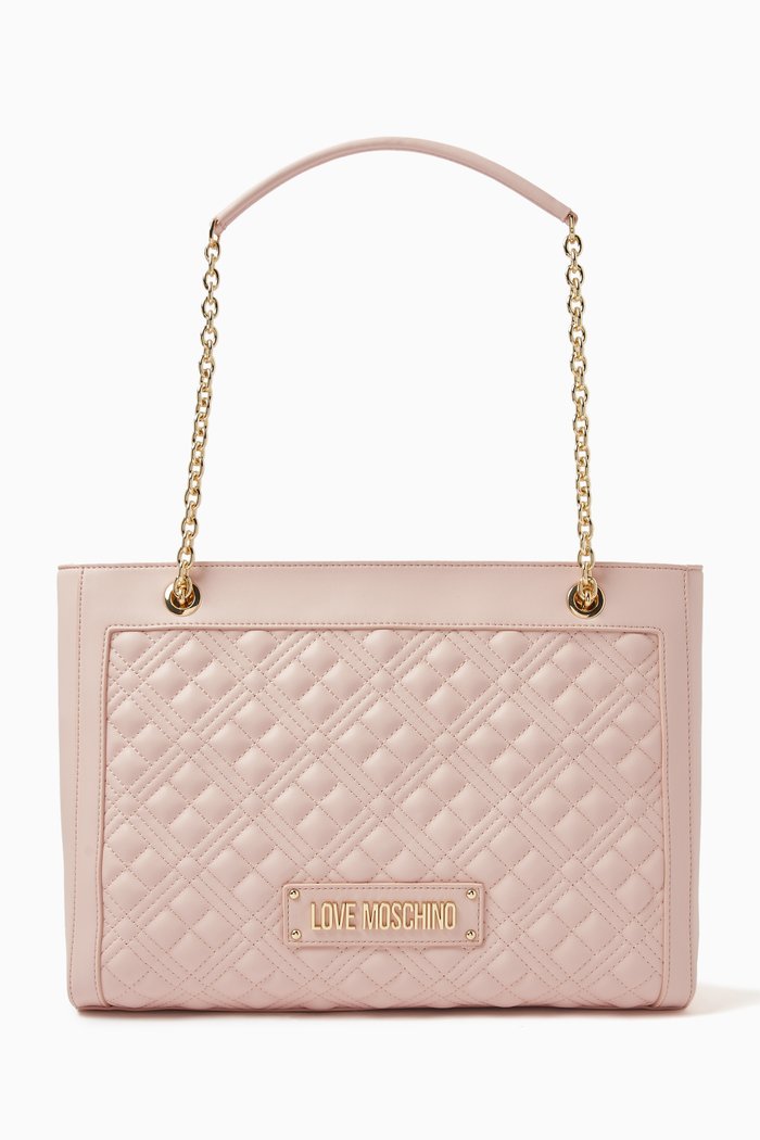 

Shoulder Bag in Quilted Leather, Pink