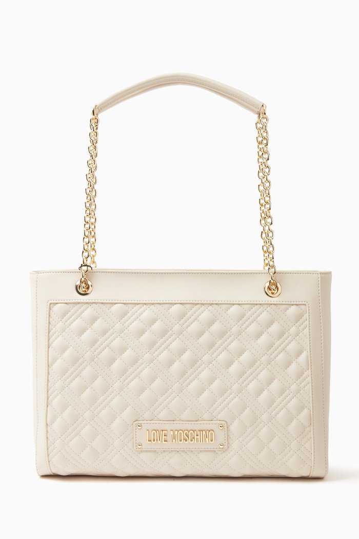 

Shoulder Bag in Quilted Leather, White