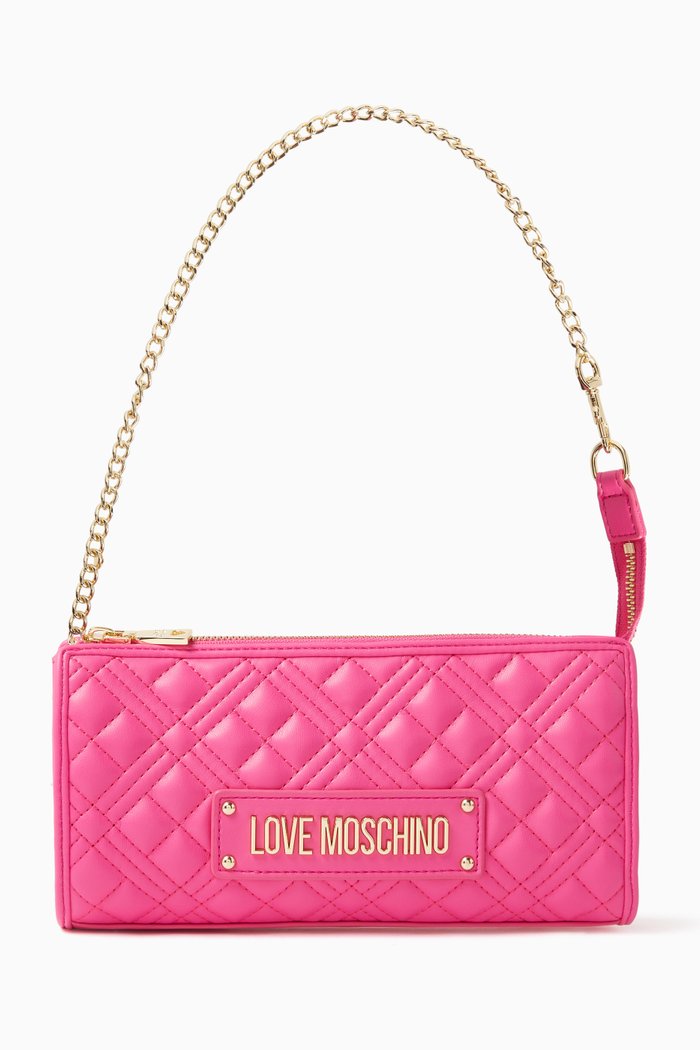 

Small Shoulder Bag in Quilted Leather, Pink