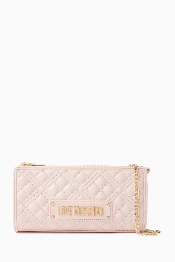 

Small Shoulder Bag in Quilted Leather, Pink
