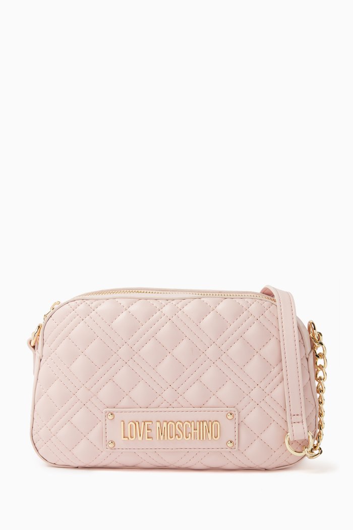 

Small Quilted Camera Bag in Leather, Pink