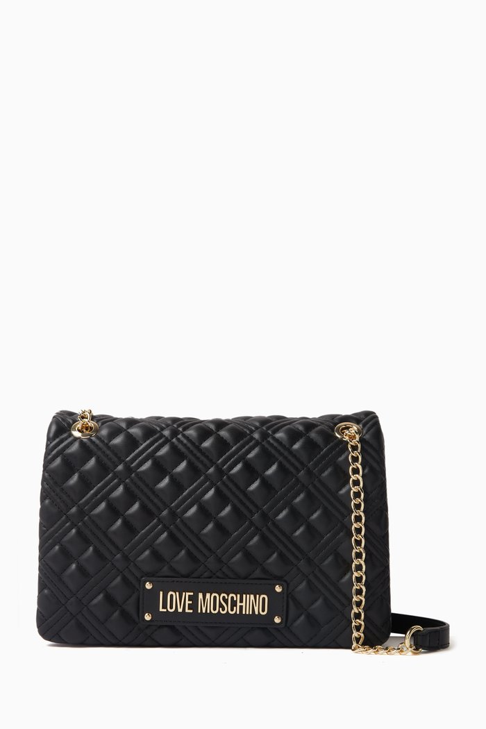 

Large Shoulder Bag in Quilted Leather, Black