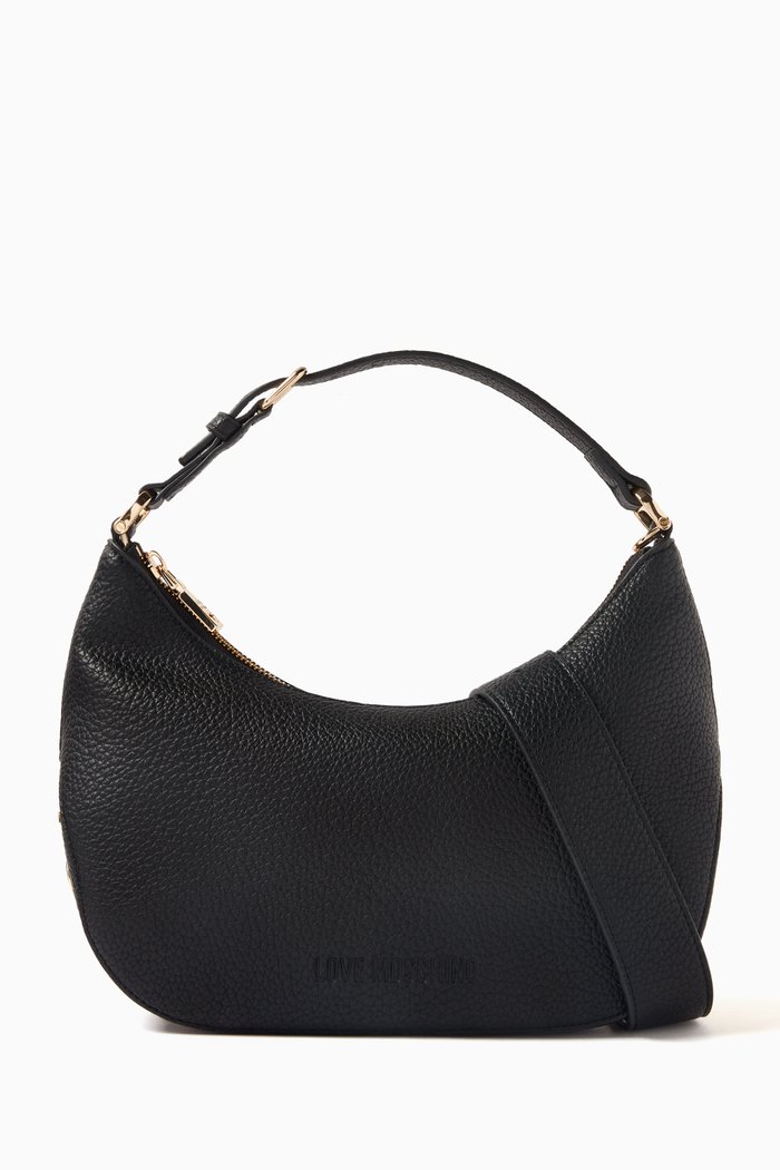 

Giant Logo-lettering Shoulder Bag in Faux Leather, Black