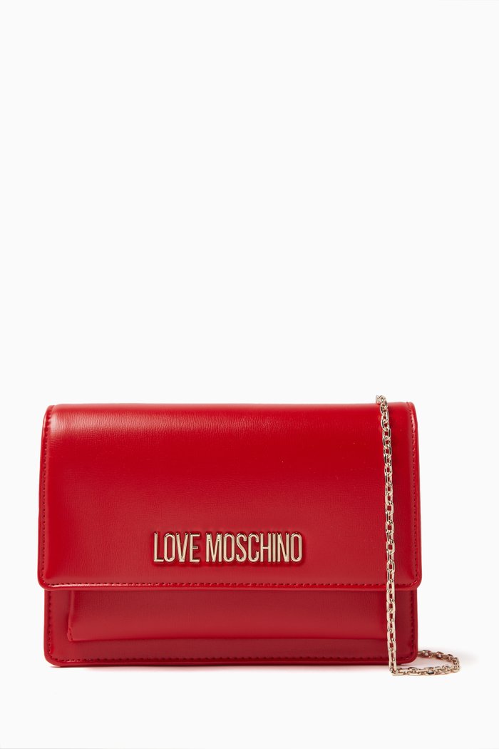Small Smart Daily Crossbody Bag in Smooth Leather, Red