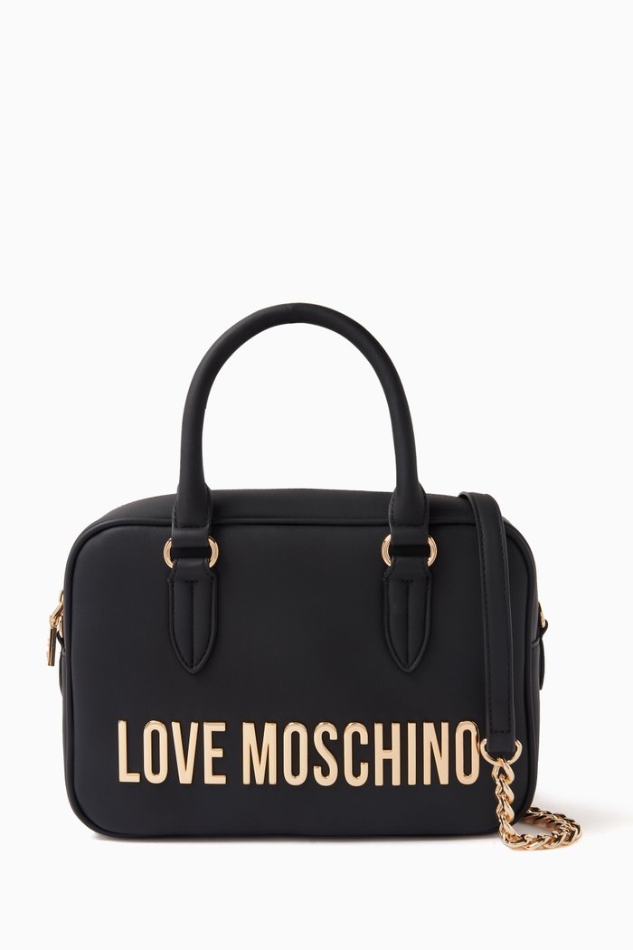 

Bold Love Small Top Handle Bag in Faux Leather, Black