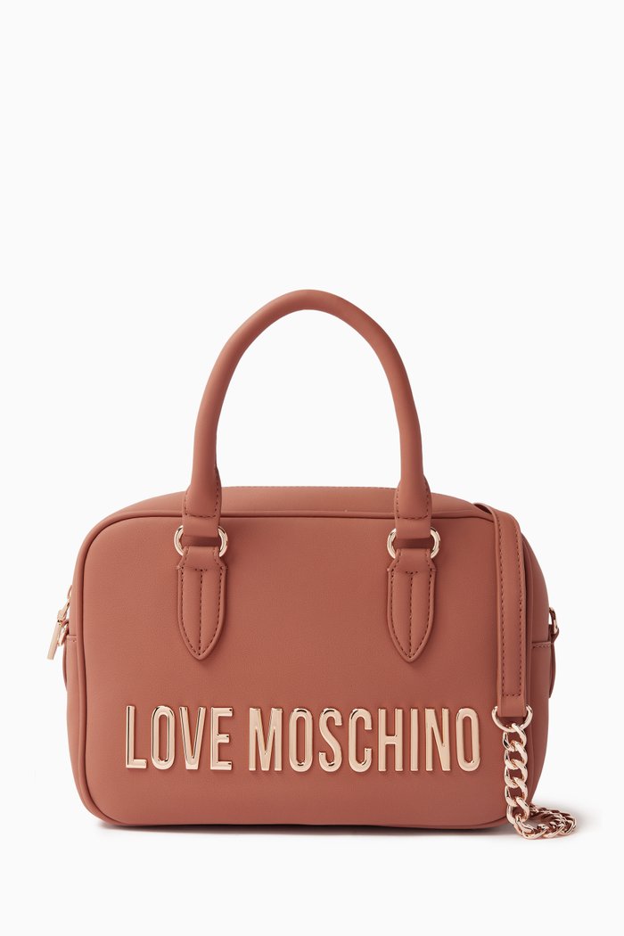 

Bold Love Small Top Handle Bag in Faux Leather, Brown