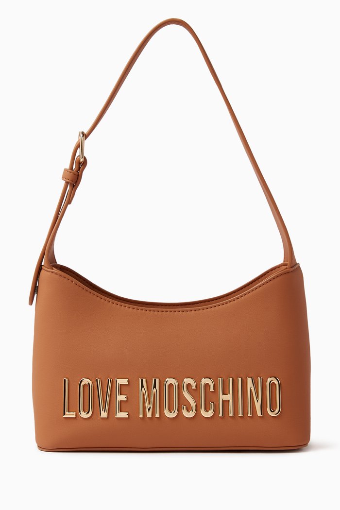 

Small Bold Love Shoulder Bag in Faux Leather, Brown