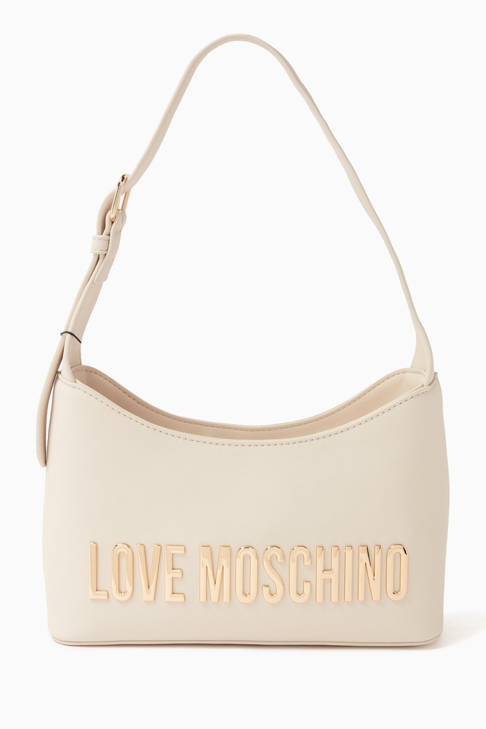 

Small Bold Love Shoulder Bag in Faux Leather, White