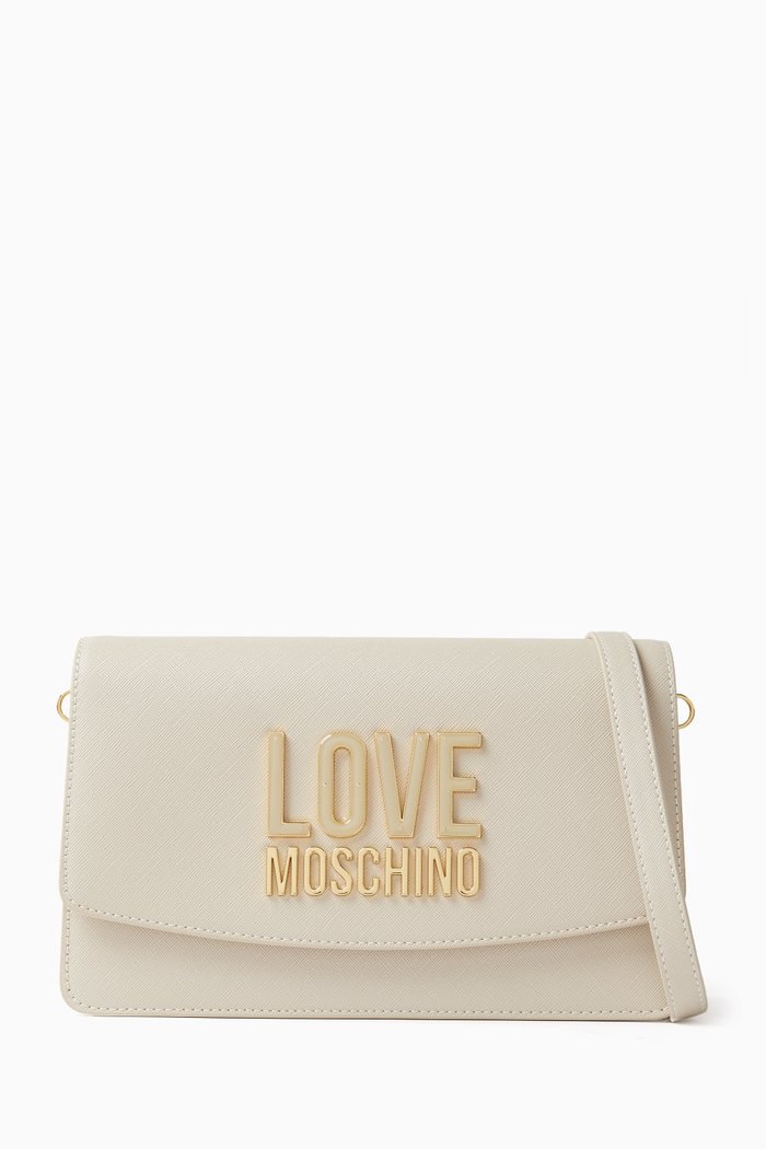 

Jelly Logo Crossbody Bag in Faux Leather, White
