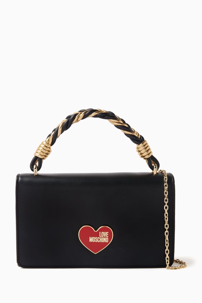 

Smart Daily Enameled- logo Bag in Faux Leather, Black