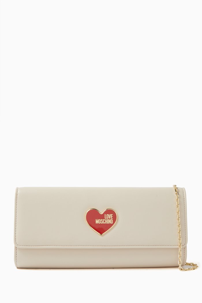 

Smart Daily Heart Logo Crossbody Bag in Faux Leather, White