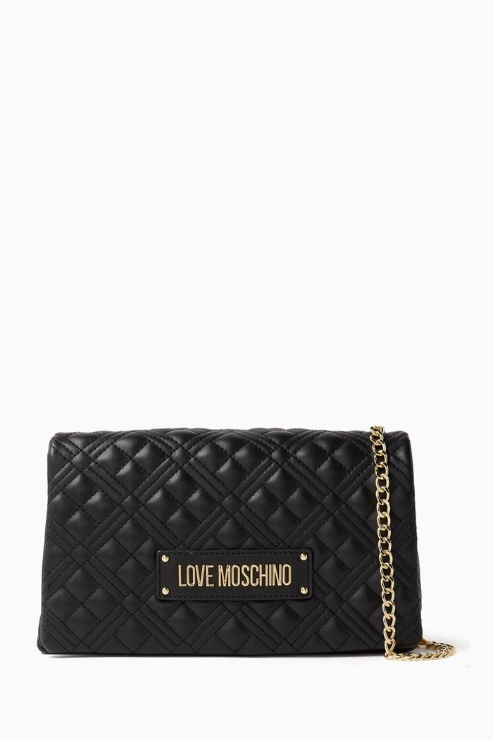 

Medium Quilted Should Bag in Faux Leather, Black
