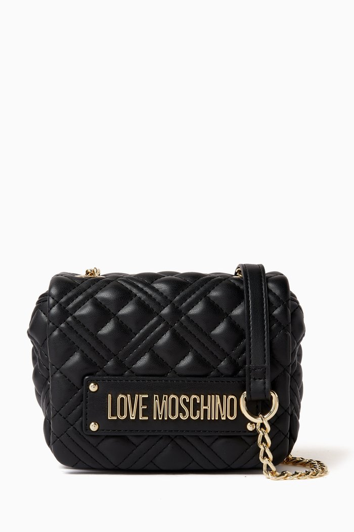 

Mini Shoulder Bag in Quilted Faux Leather, Black
