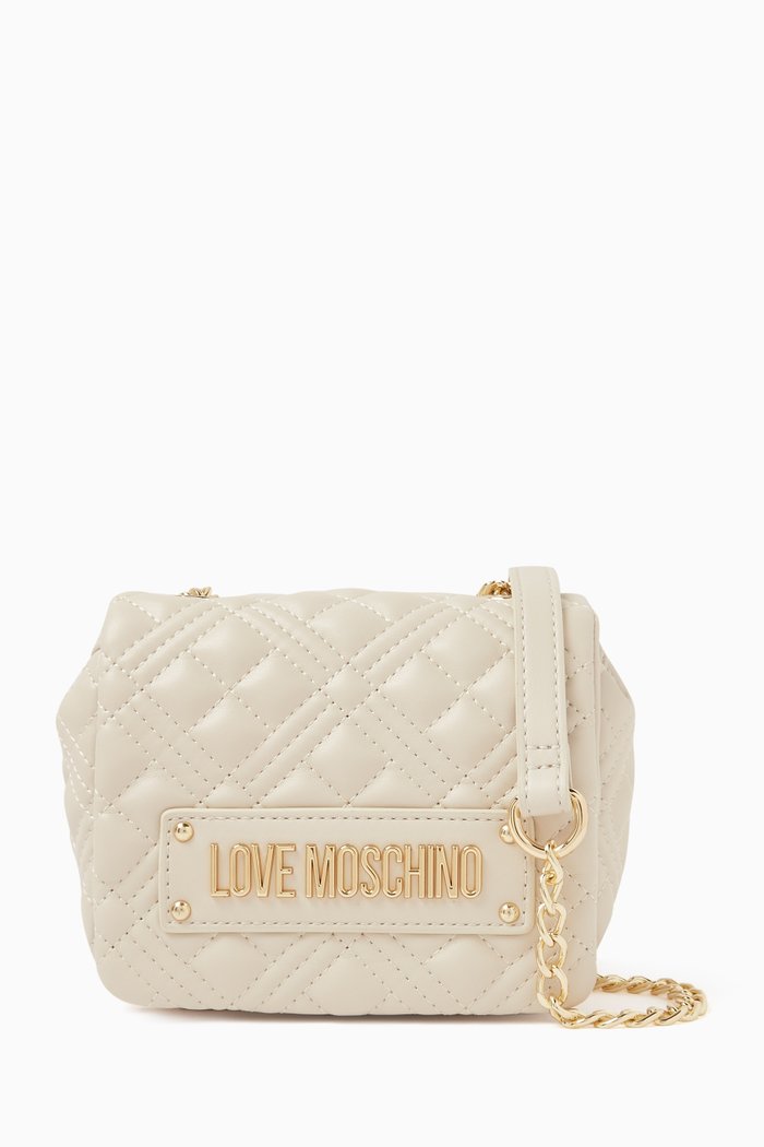 

Mini Shoulder Bag in Quilted Faux Leather, White