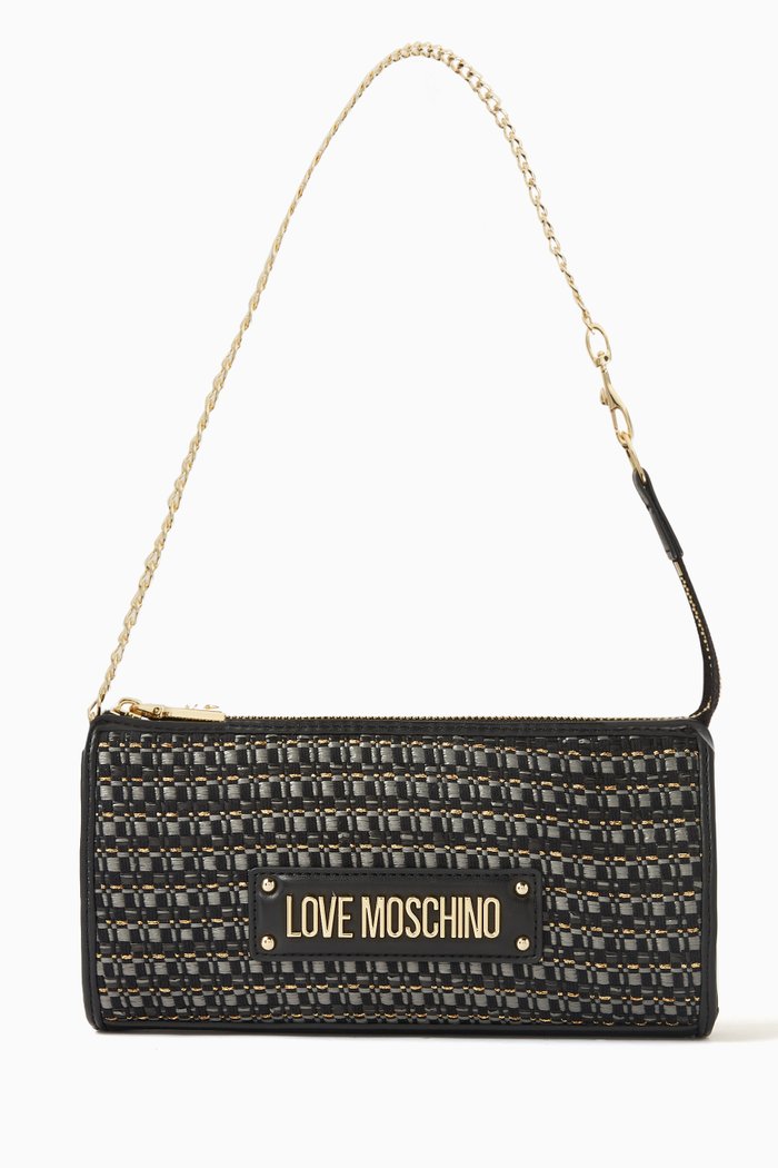 

Small Mademoiselle Shoulder Bag in Lurex Raffia, Black