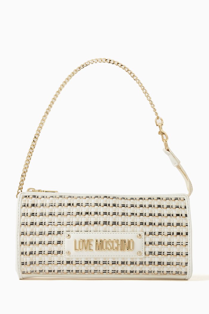 

Small Mademoiselle Shoulder Bag in Lurex Raffia, White