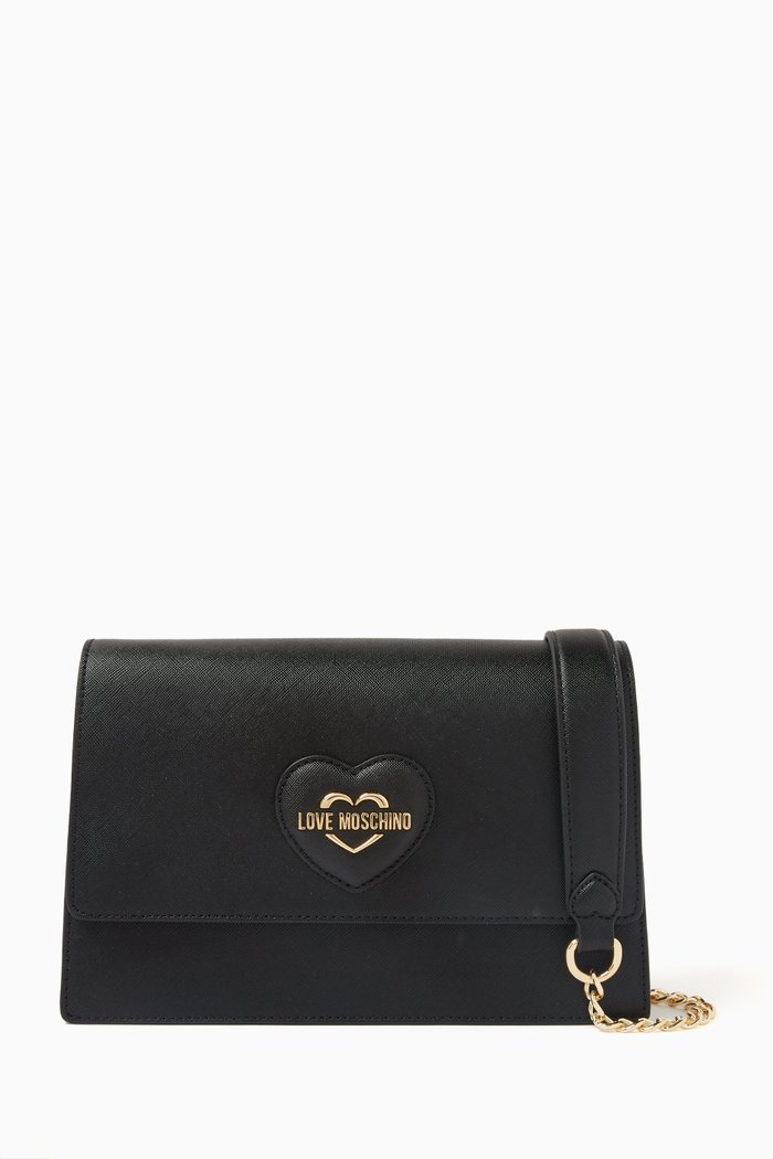 

Sweet Heart Shoulder Bag in Faux Leather, Black