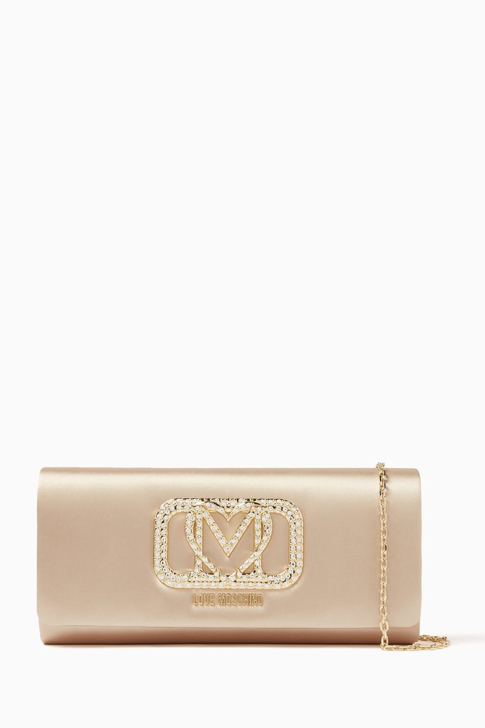 Small Smart Daily Clutch Bag in Satin, Gold