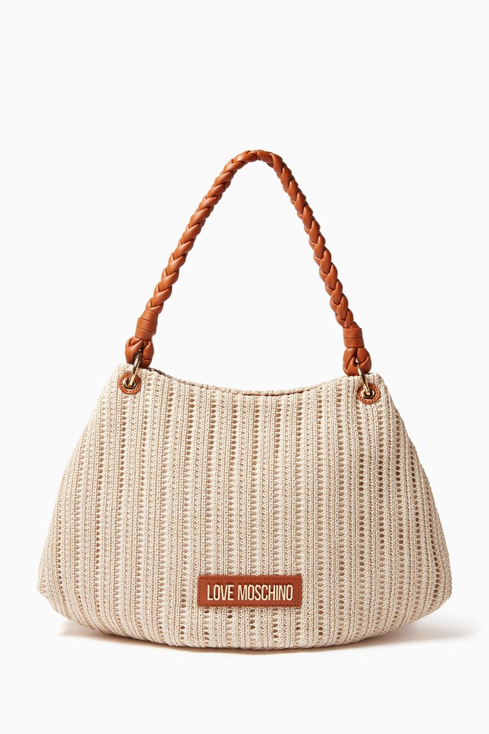 

Shoulder Bag in Woven Raffia, Neutral