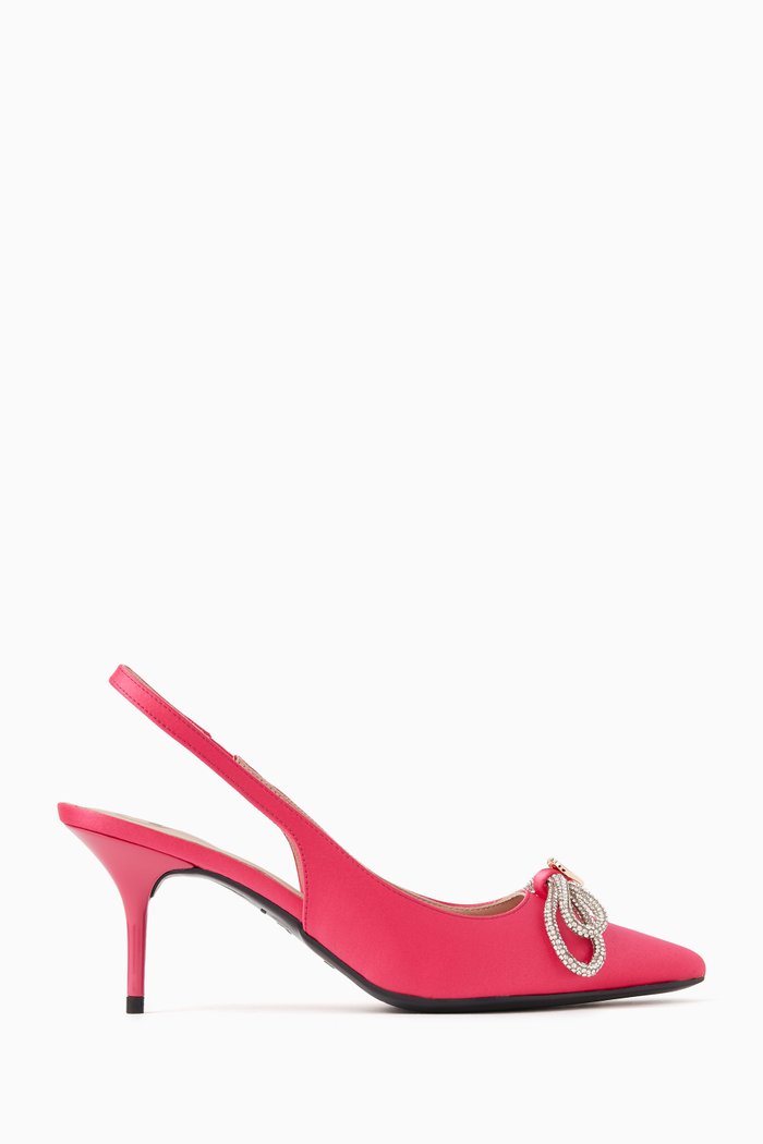 

Embellished Double-bow Slingback 55 Pumps in Leather, Pink