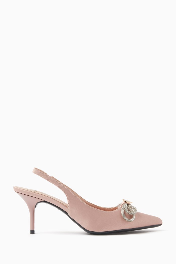 

Embellished Double-bow Slingback 55 Pumps in Leather, Pink