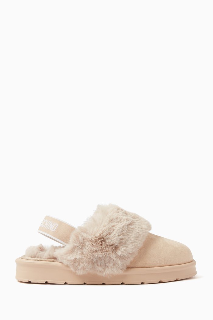 

Logo-print Slipper Mules in Suede, Neutral