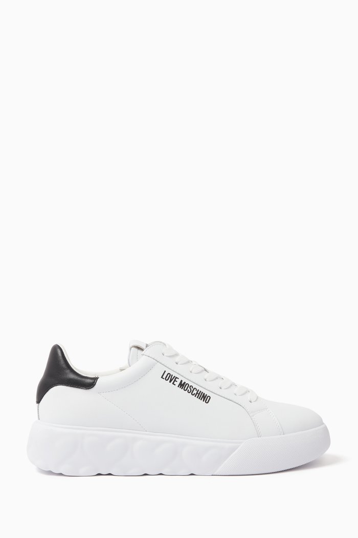 

Logo Low-top Sneakers in Smooth Leather, Black