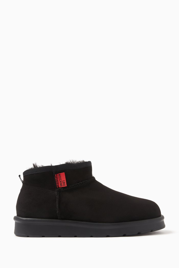 

Ankle Boots in Velvet & Shearling, Black